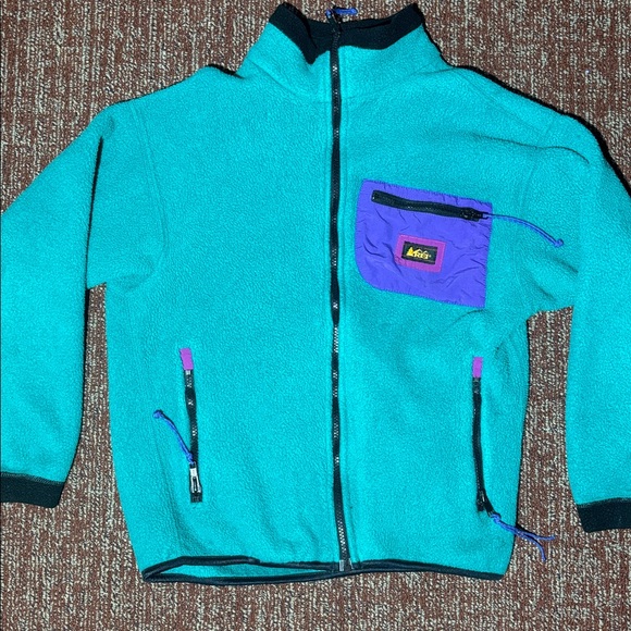 Vintage REI fleece teal fleece zip up sweater outdoor adventure jacket 90’s y2k - Picture 4 of 14